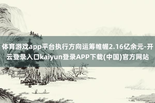 体育游戏app平台执行方向运筹帷幄2.16亿余元-开云登录入口kaiyun登录APP下载(中国)官方网站