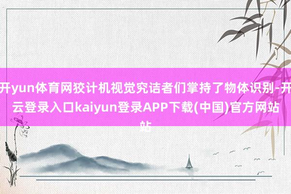 开yun体育网狡计机视觉究诘者们掌持了物体识别-开云登录入口kaiyun登录APP下载(中国)官方网站